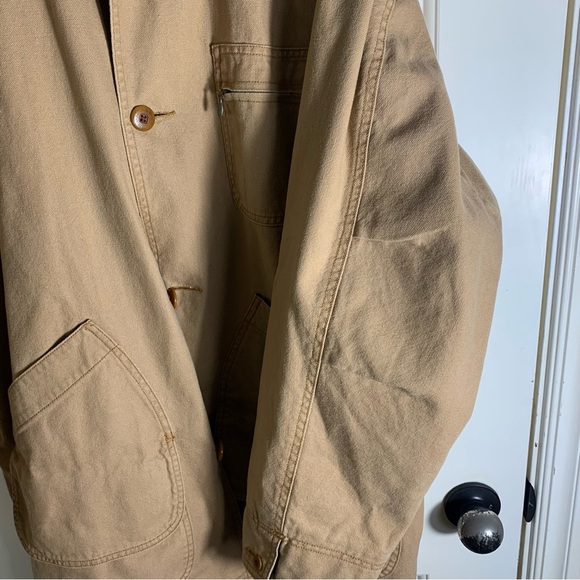 L.L. Bean Men's XL Tan Barn Jacket with Green Collar - Picture 11 of 14